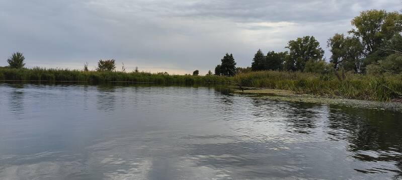 Blick vom Wasser auf die Polder