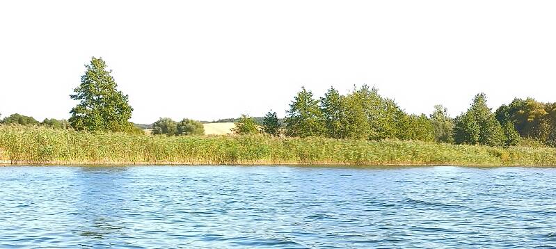 Blick ins Land vom Wasser aus