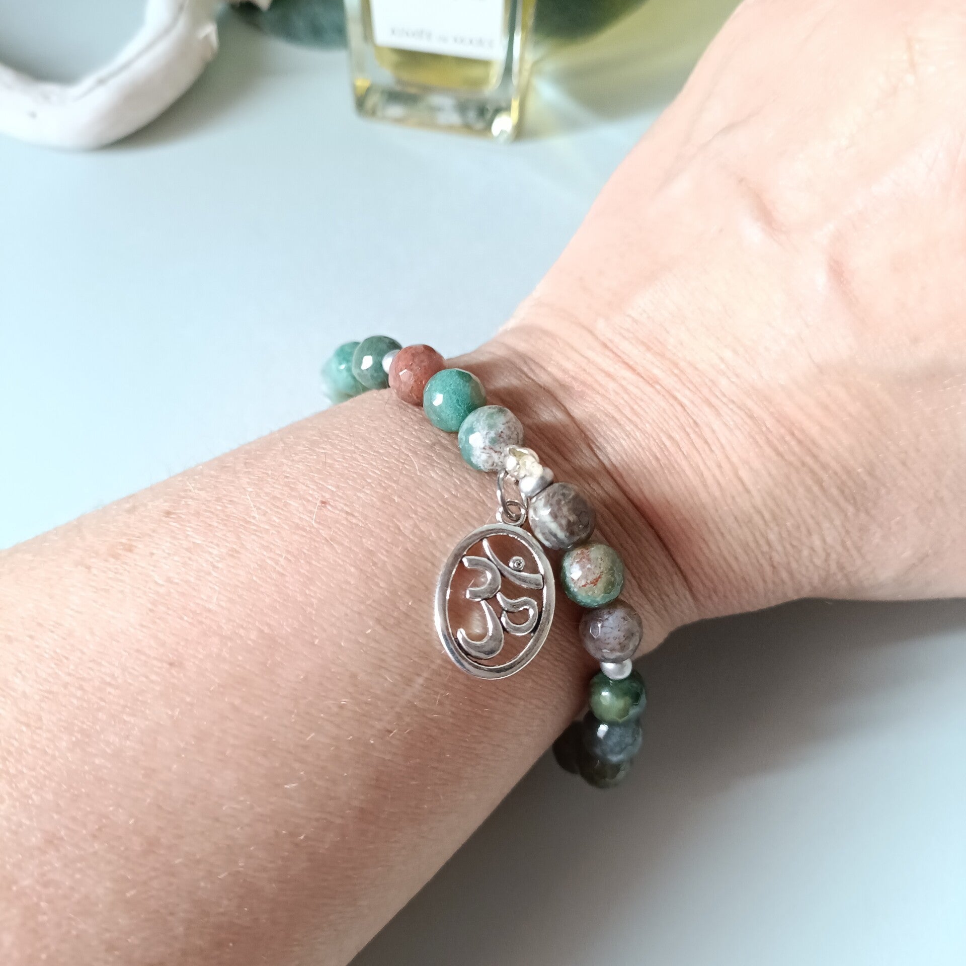 Bracelet Agate Indienne Naturelle 8mm | Perles de Lithothérapie