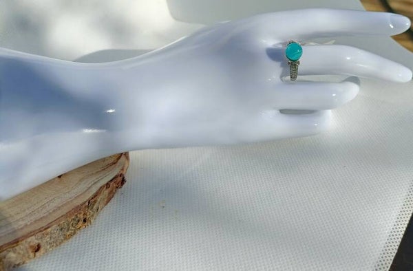 Bague Réglable en Argent Sterling 925 et Amazonite Naturelle - Taille Ajustable, Pierre de Sérénité