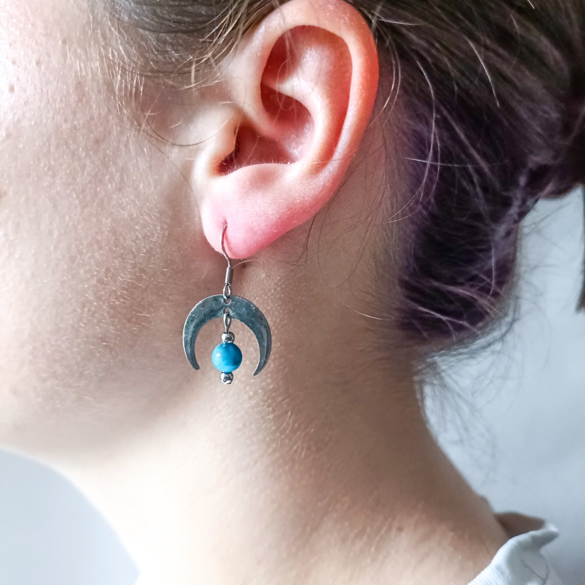 Boucles d'oreilles apatite lune