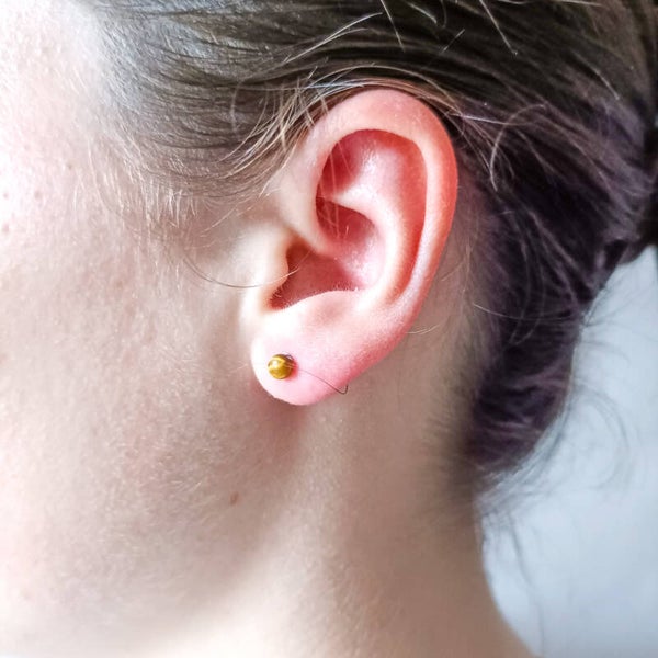 Boucles d'oreilles Œil de Tigre et Acier Inoxydable | Puces Homme & Femme