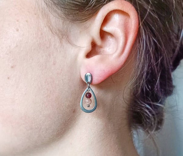 Boucles d oreilles pierre du soleil et grenat