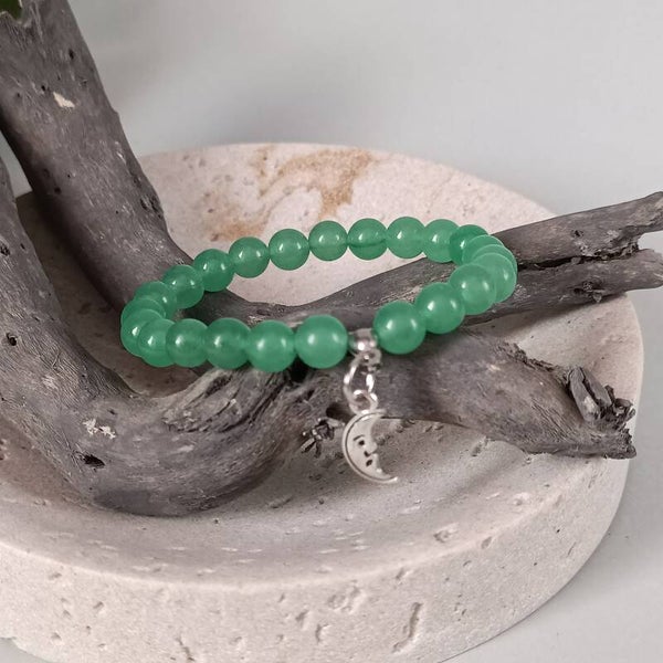 Bracelet Élastique en Aventurine Verte (13 cm) - Collection Lunaire