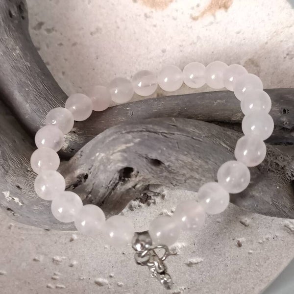 Bracelet en Quartz Rose Naturel – Mini Taille (13 cm)