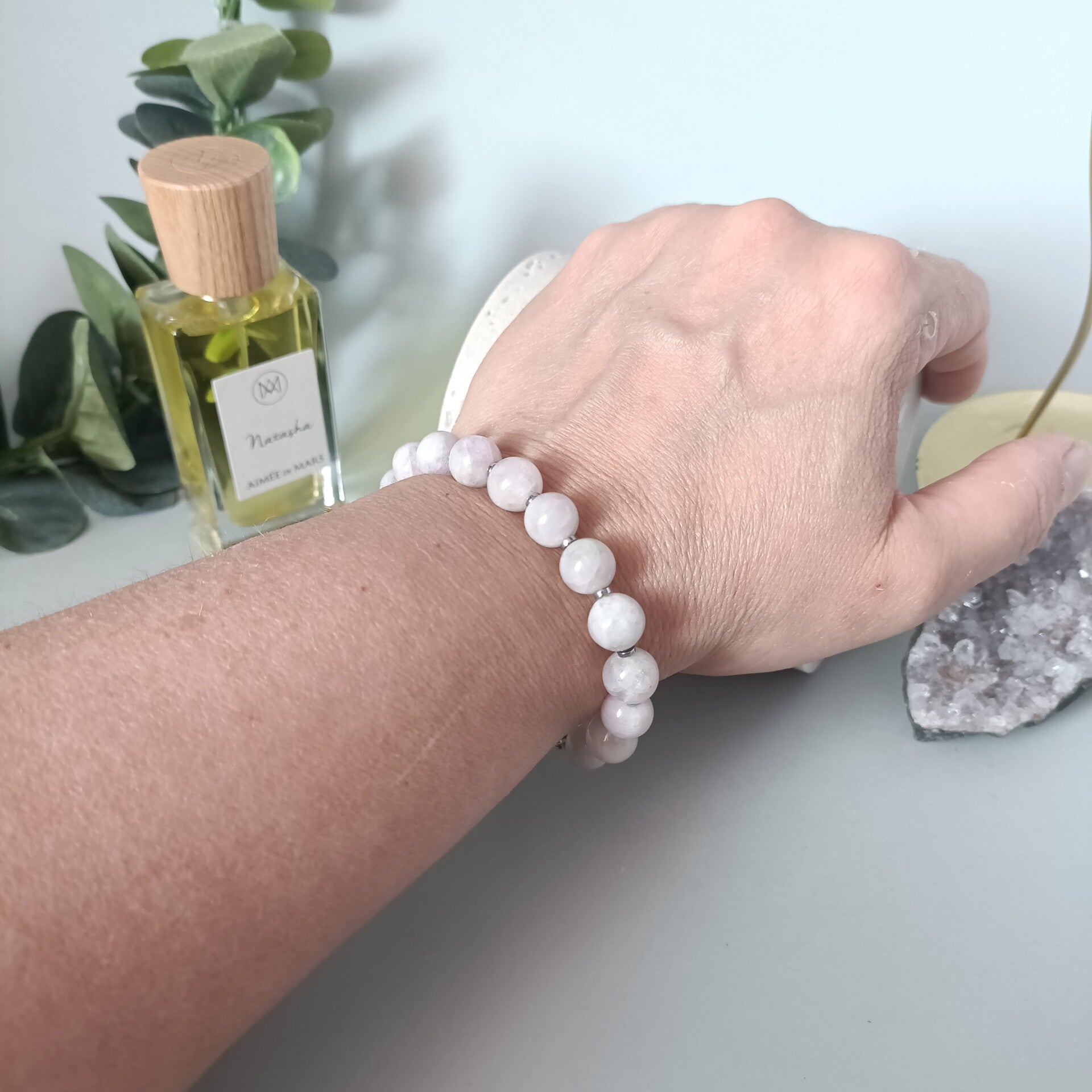 Bracelet Acier Inoxydable & Runzite 8mm - Élégance et Vertus Apaisantes
