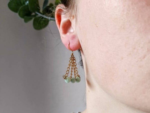 Boucles d oreilles en  kyalite forme triangle