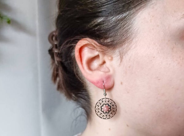 Boucle d'oreilles rhodonite