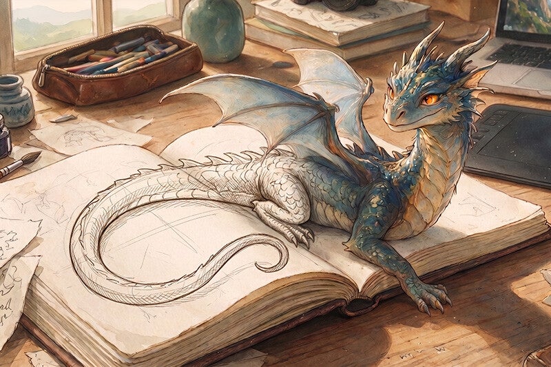 getekend draakje komt tot leven