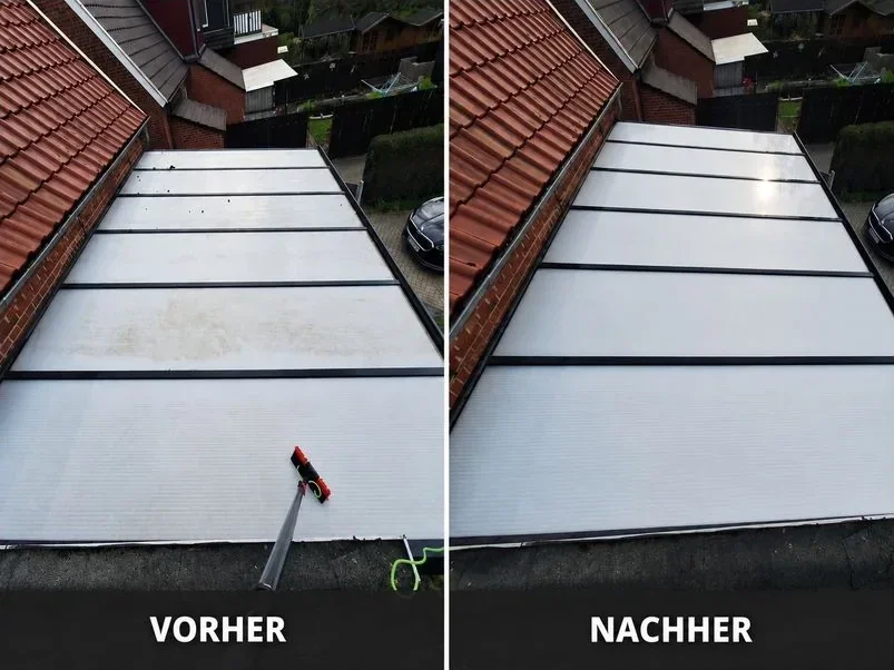 Terrassendachreinigung vorher und nachher im Emsland