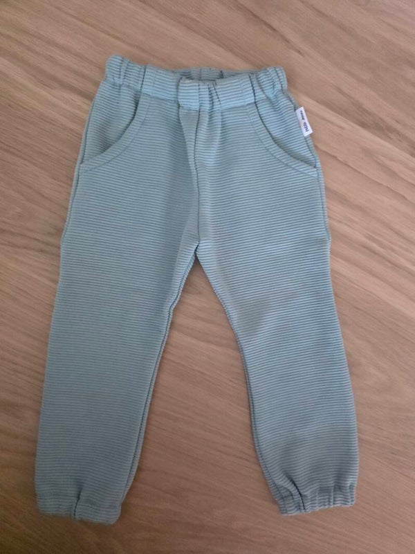 Broek rib - blauw/groen