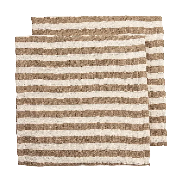 Hydrofiele doeken pre washed - Fat stripe Taupe