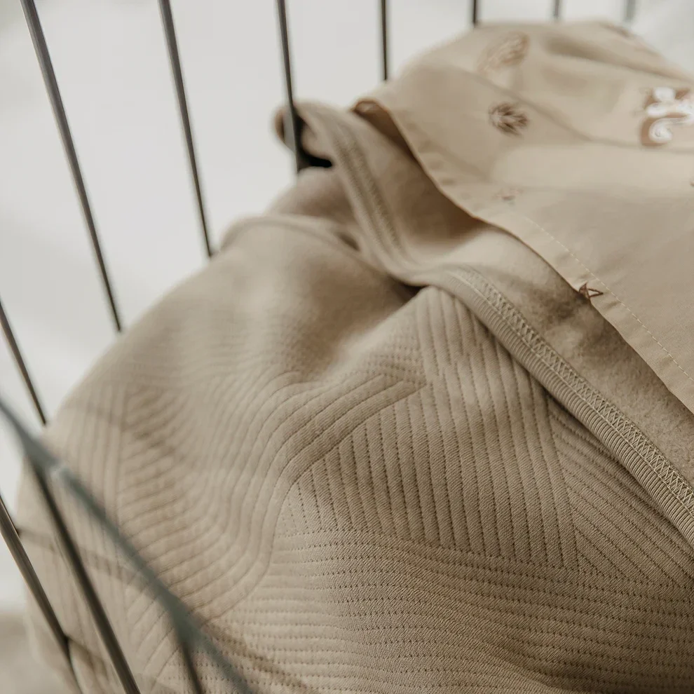 Deken - gebreid jacquard - taupe