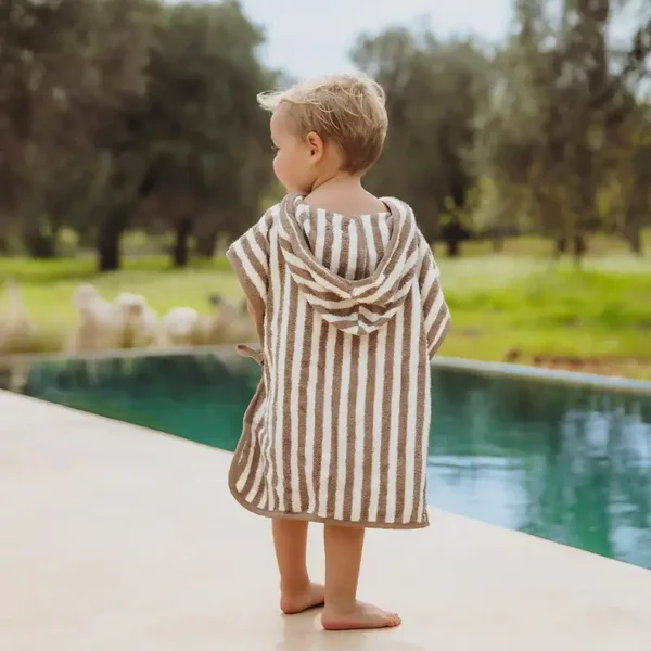 Badponcho - Fat stripe taupe (1-3j)