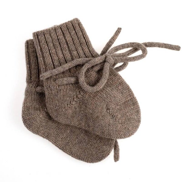 Merino wollen baby slofjes - cobble
