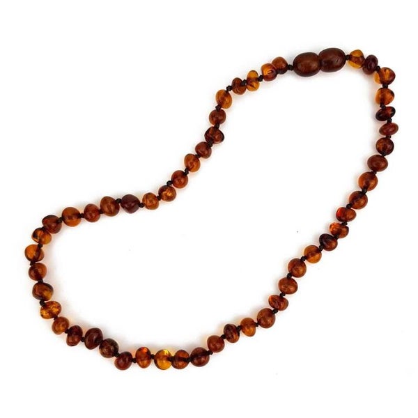 Baby/Kind – Barnsteen ketting – ronde kraaltjes – 33cm - cognac