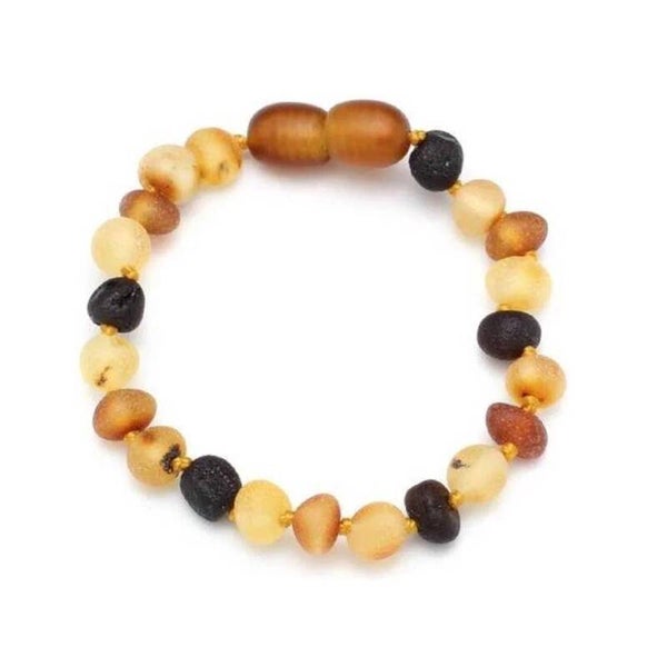 Baby/Kind – Barnsteen armbandje – ronde ruwe kraaltjes – 14cm - Gemengde kleuren