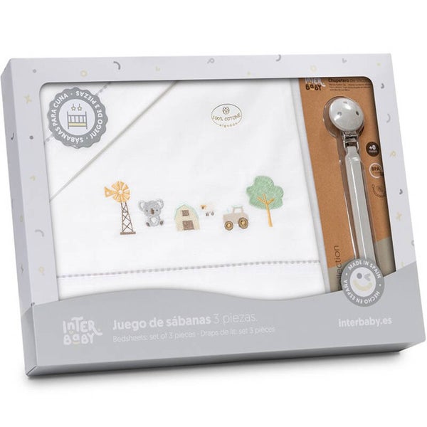 SET DE SABANAS CUNA COLECCIÓN GRANJA INTERBABY