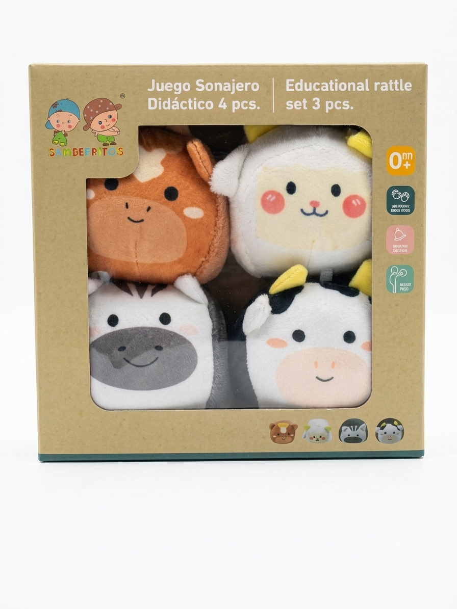 SET 4 SONAJEROS PELUCHE ANIMALES GAMBERRITOS