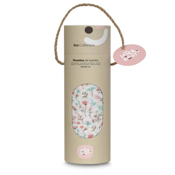 MUSELINA DE BAMBÚ PETALOS DE ROSA INTERBABY (120X120)