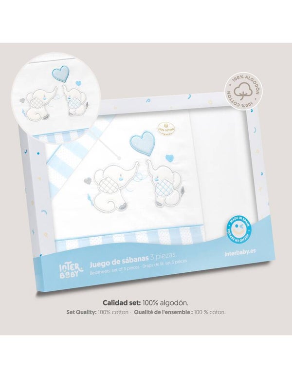 SET DE SABANAS MINICUNA PAREJA ELEFANTES INTERBABY