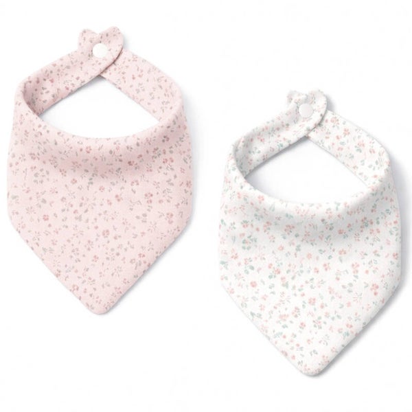 PACK DE 2 BABEROS BANDANA BAMBU FLORES PETALOS INTERBABY (20X30)