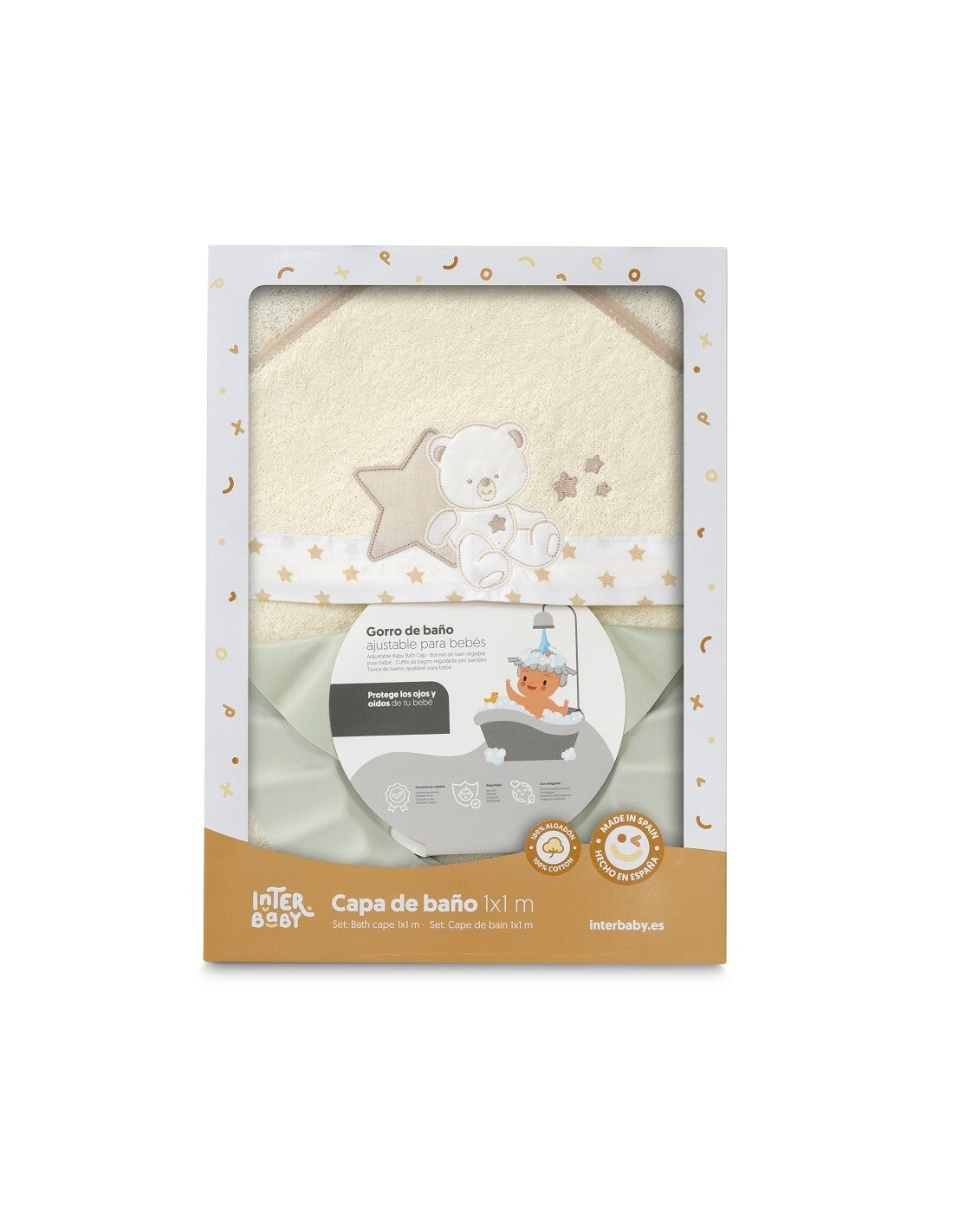 CAPA DE BAÑO Y GORRO OSITO SENTADO INTERBABY