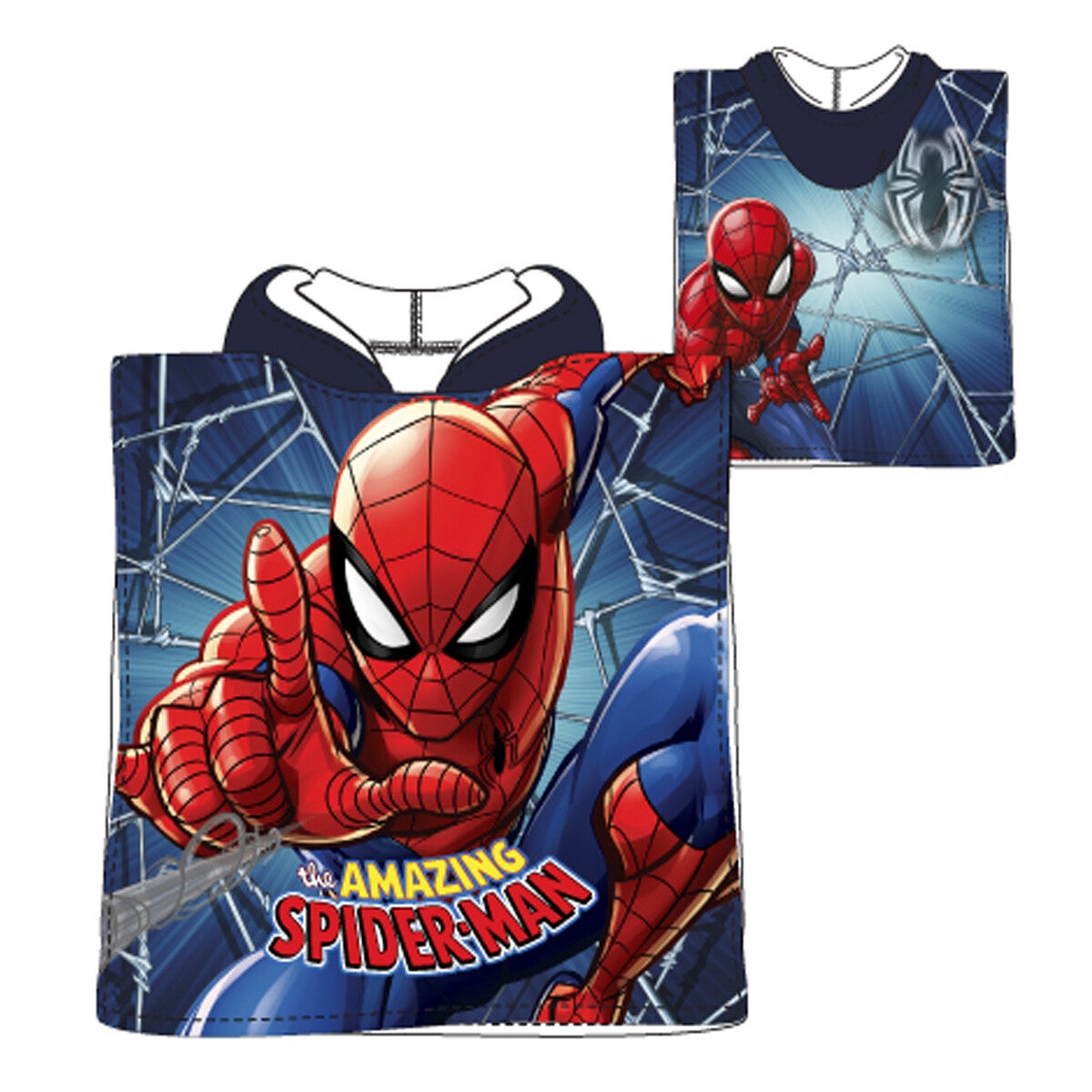 PONCHO INFANTIL. SPIDERMAN MARVEL DISNEY (55×110)