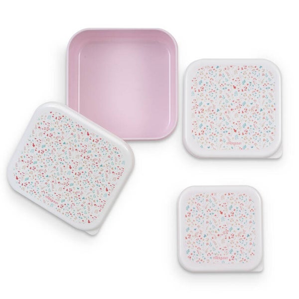 PACK ALIMENTACION 3 TUPPERS PETALOS ROSA  INTERBABY