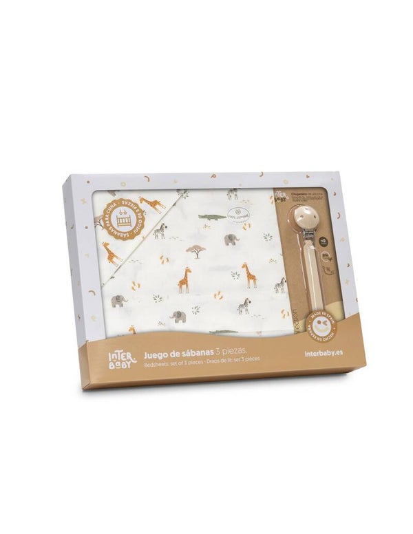 SET DE SABANAS CUNA COLECCION SAVANNA JIRAFA INTERBABY
