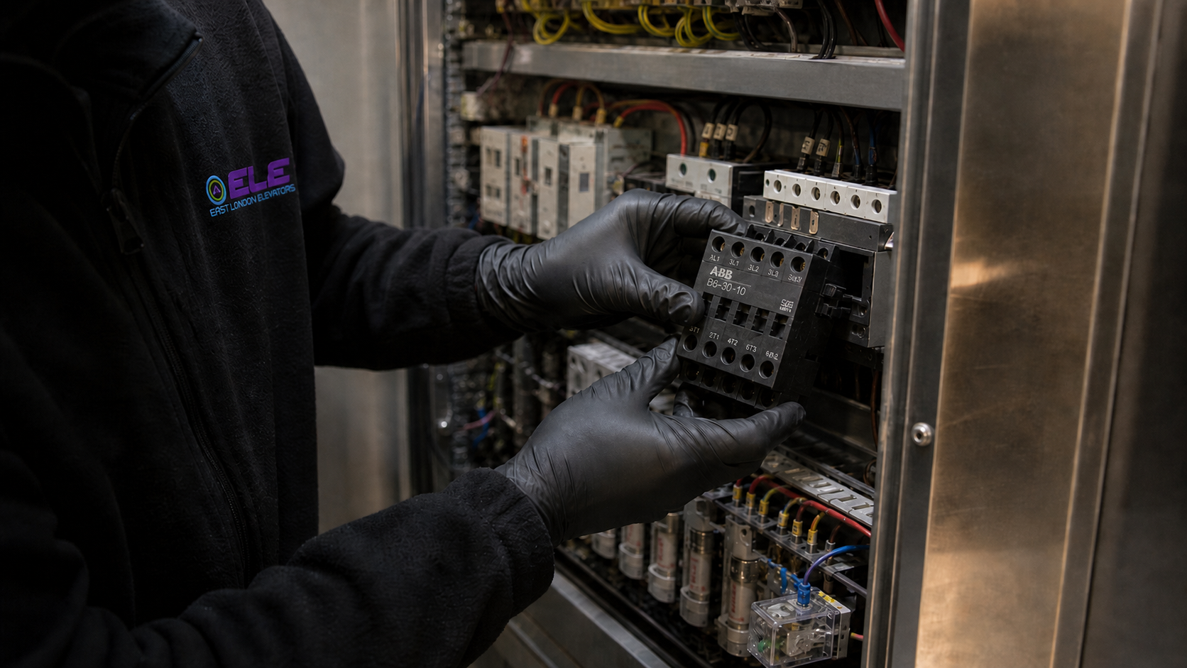 "East London Elevators engineer carrying out a scheduled lift repair"