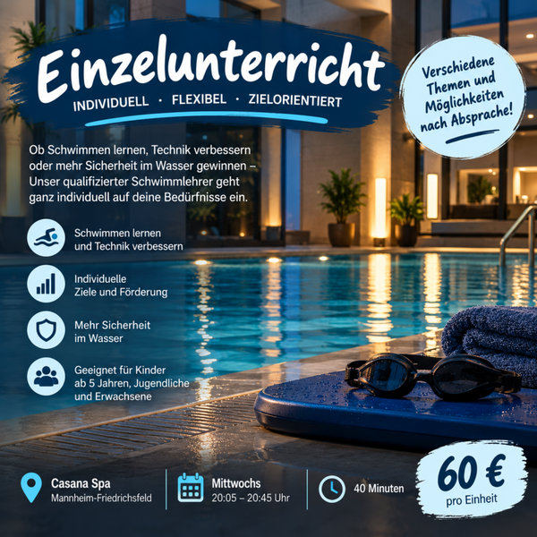 Individueller Schwimmunterricht 20:05 Uhr - 20:45 Uhr