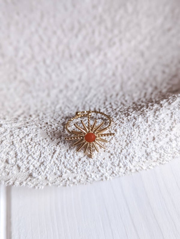 Goldener Ring "oranger Stein"