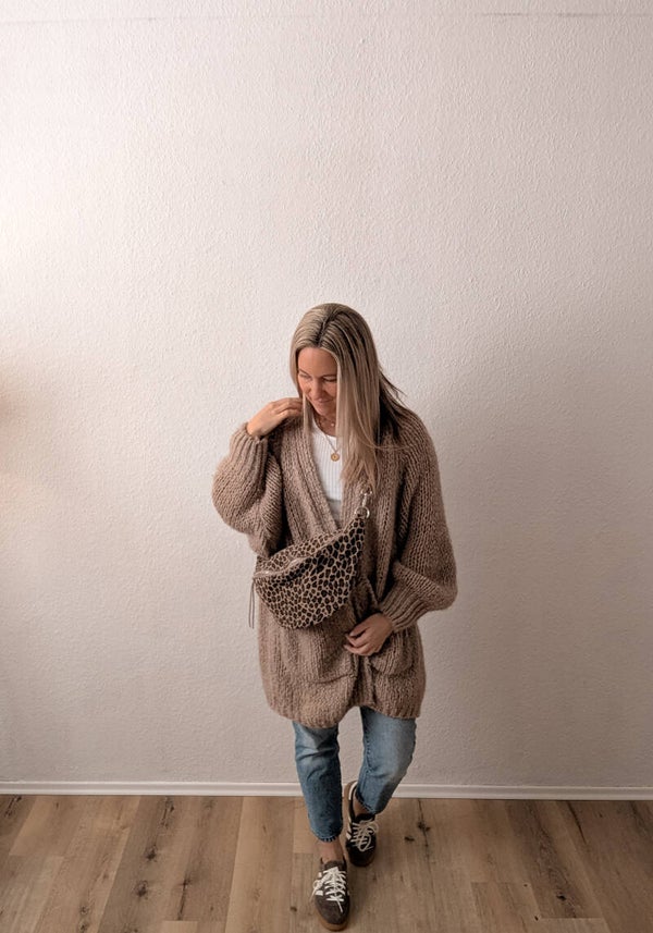 Leoprint Wildleder Bauchtasche XL