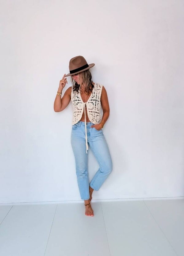 Boho-Häkelweste aus 100 % Baumwolle