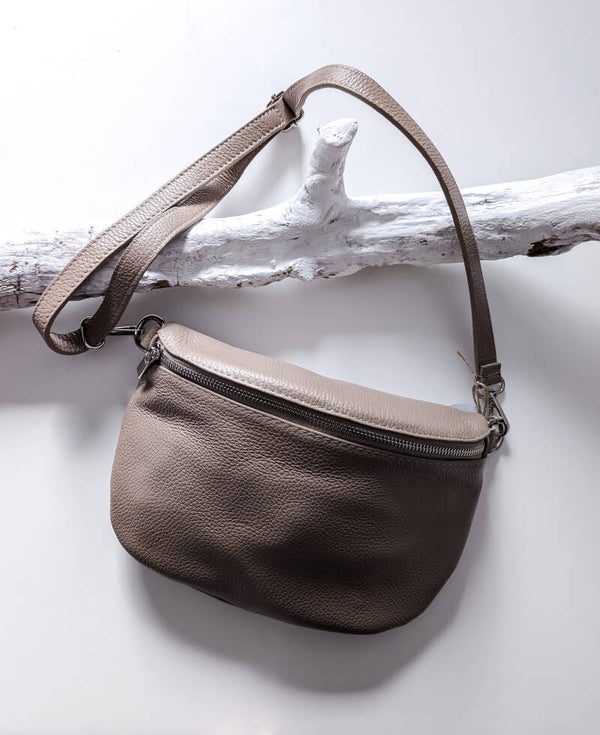 Gürteltasche "taupe Echtleder"