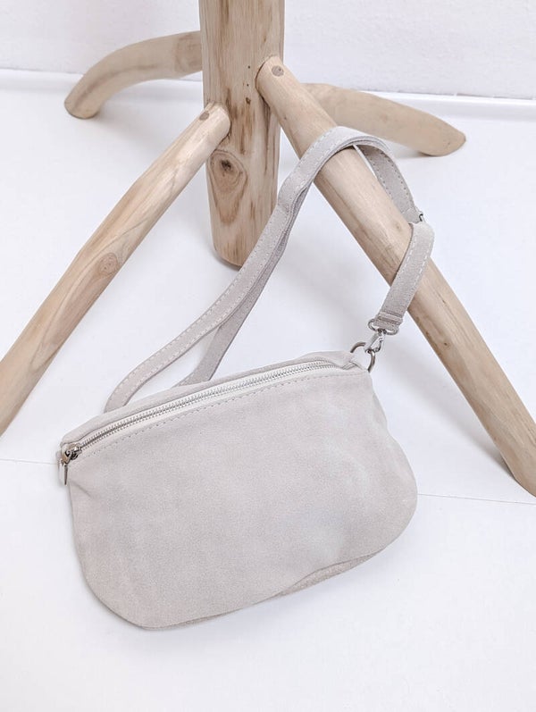 Elegante Wildledertasche in Hellbeige – 100 % Echtes Leder