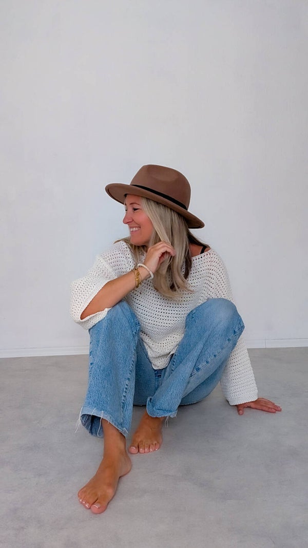 Gestrickter Baumwollpullover in Creme – 100% Baumwolle | One Size