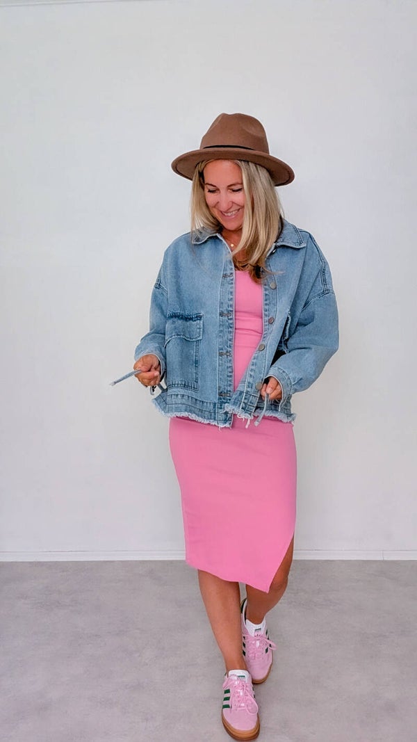 Oversize Jeansjacke mit Bindeband – lässiger Denim-Look