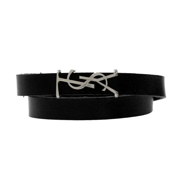 Saint Laurent Monogram Black Leather Bracelet