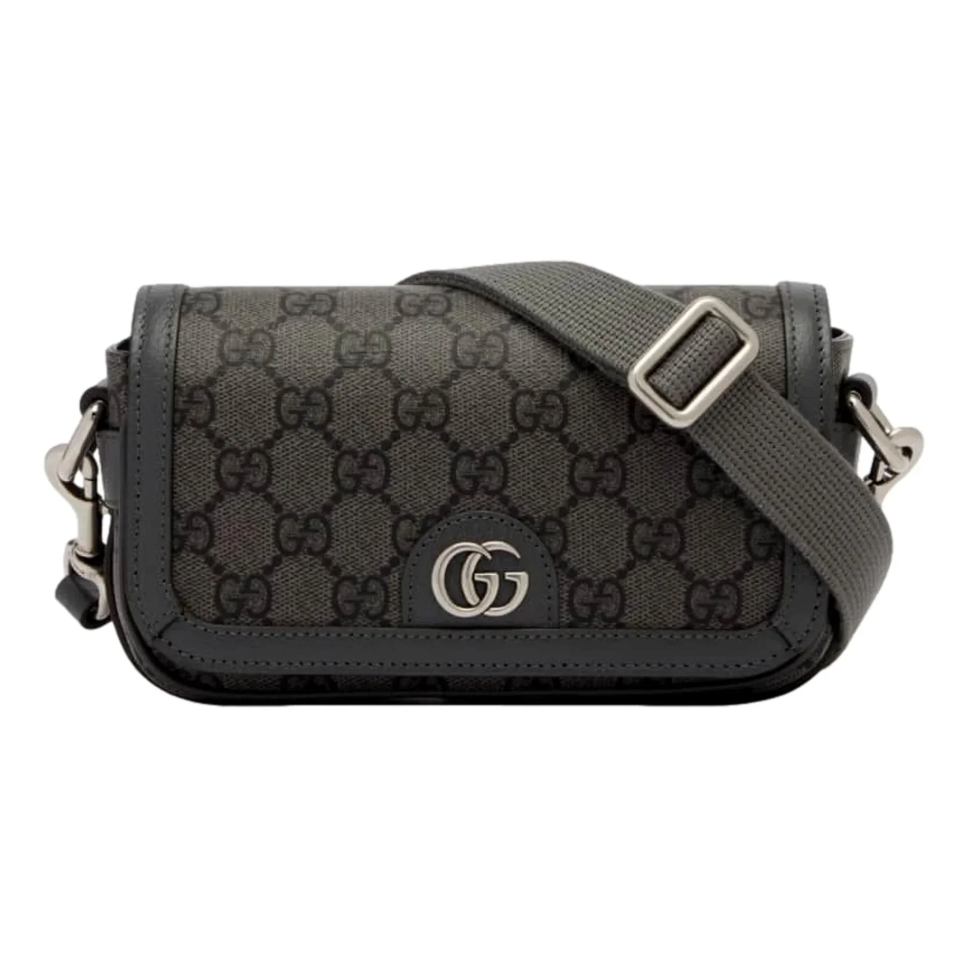 Gucci Ophidia Super Mini GG Supreme Canvas Shoulder Bag Gray Black