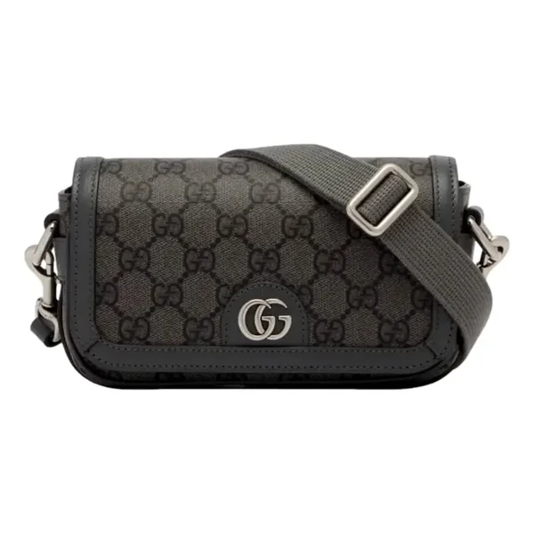 Gucci Ophidia Super Mini GG Supreme Canvas Shoulder Bag Gray Black