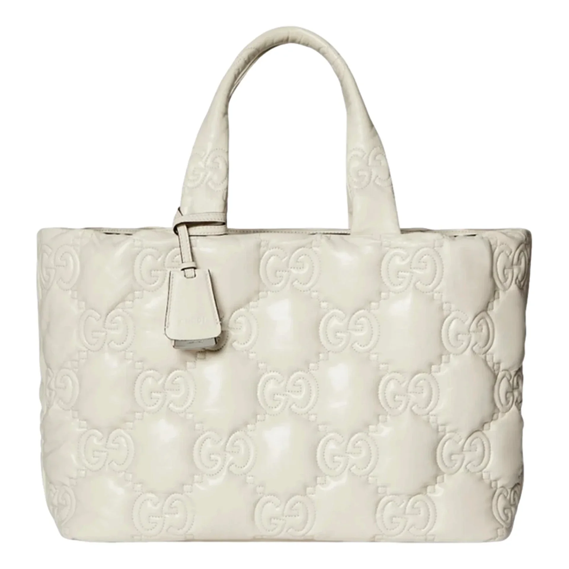 Gucci GG Guccissima Matelassé Leather Cream White Tote Bag