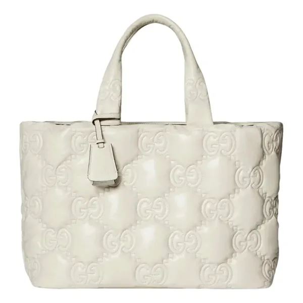 Gucci GG Guccissima Matelassé Leather Cream White Tote Bag