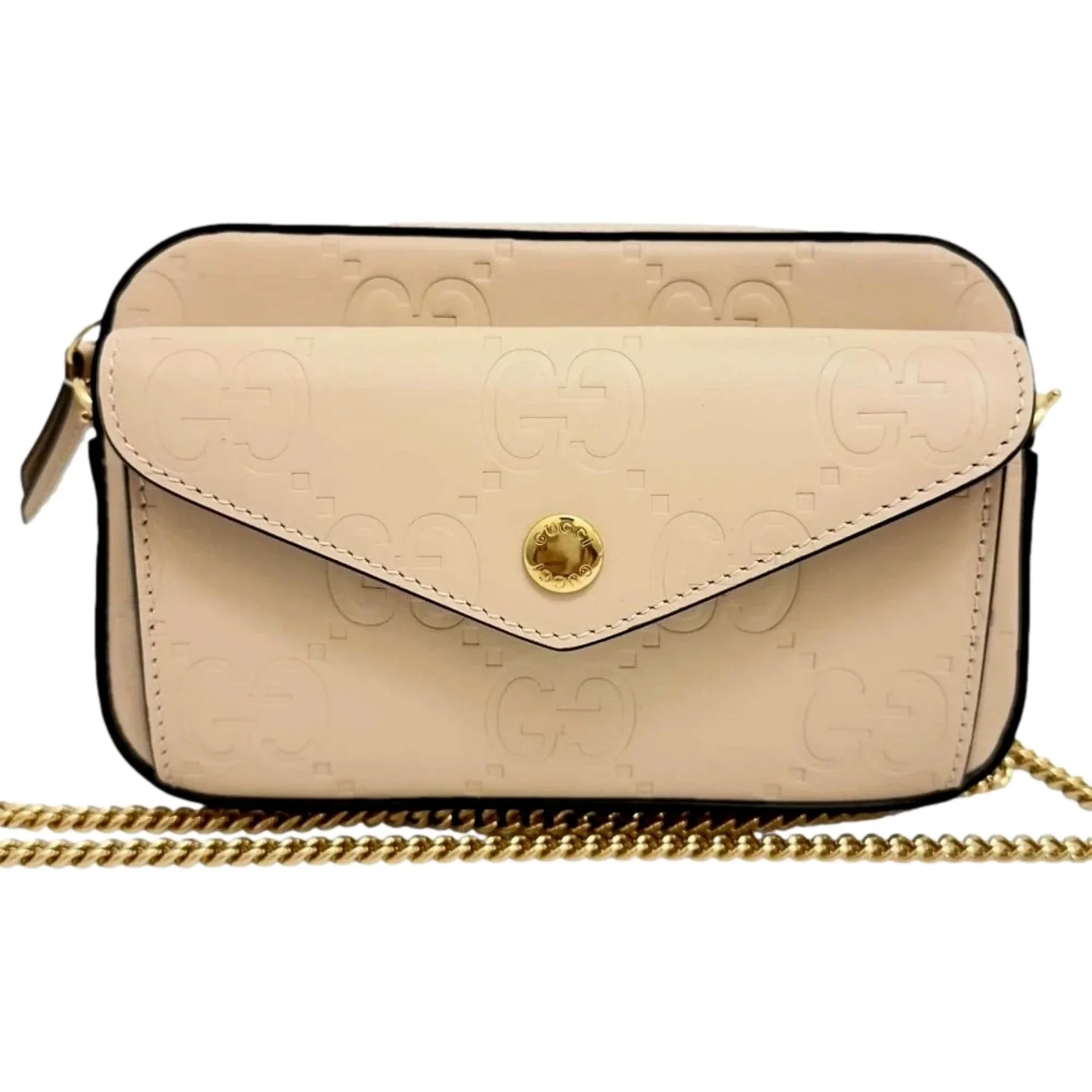 Gucci Gilbert Calfskin Mini Envelope Beige Crossbody Bag