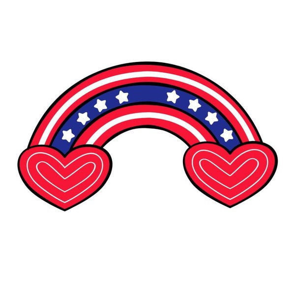 4th of July Rainbow Hearts