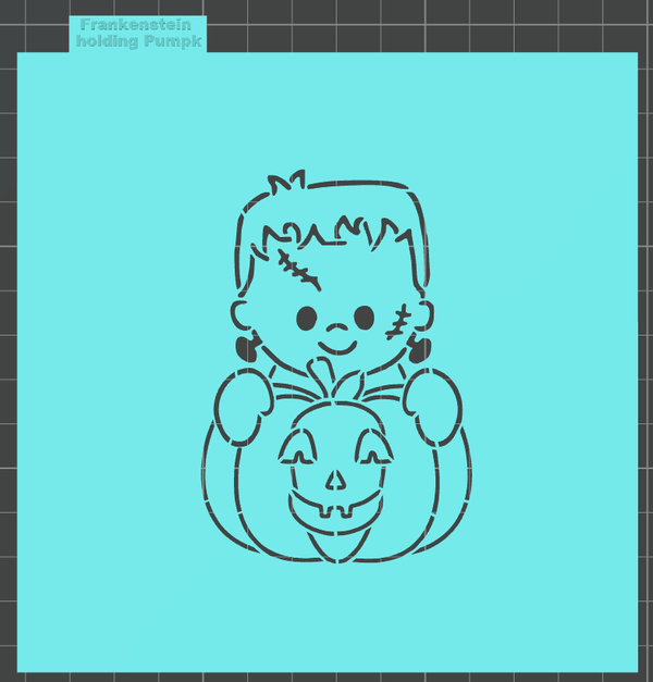 Frankenstein Holding Pumpkin PYO Stencil (Printed)