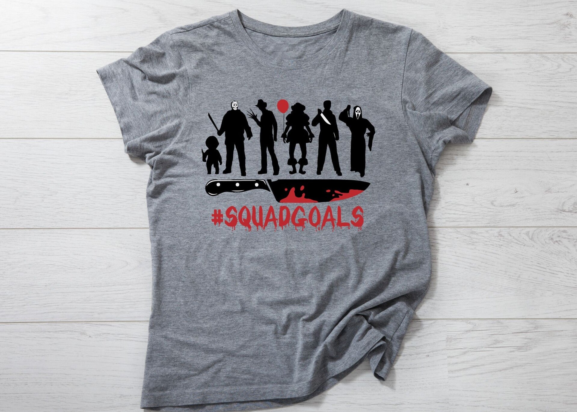 Squad Goals in red Halloween tee