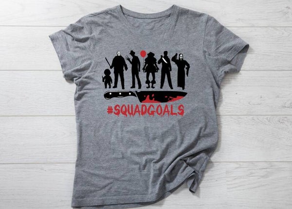 Squad Goals in red Halloween tee