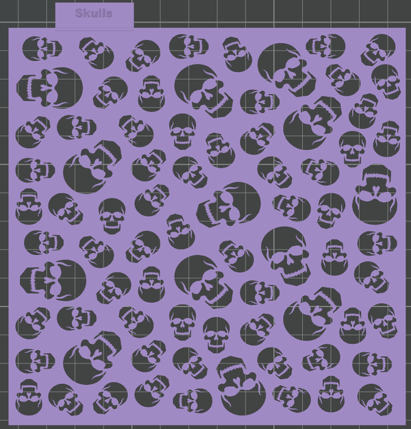 Skulls Pattern (STL file) Stencil